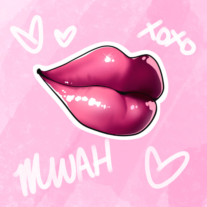 Pink Glossy Lips Sticker